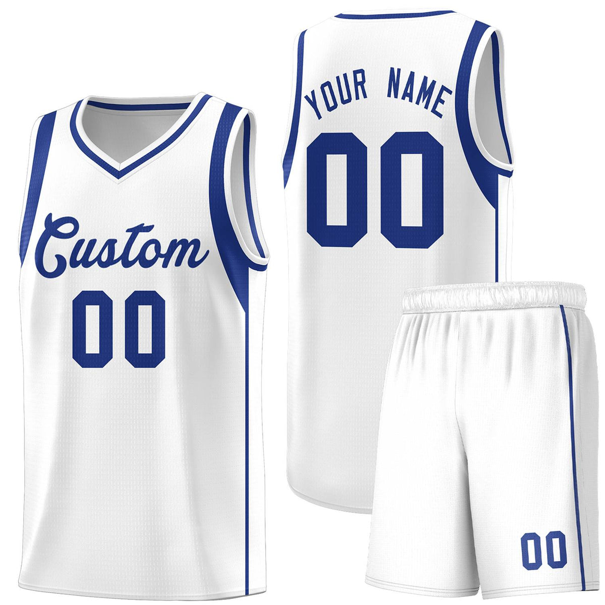 Custom White Royal Sleeve Color Blocking Classic Kits Sports Uniform Basketball Jersey |KXKSHOP