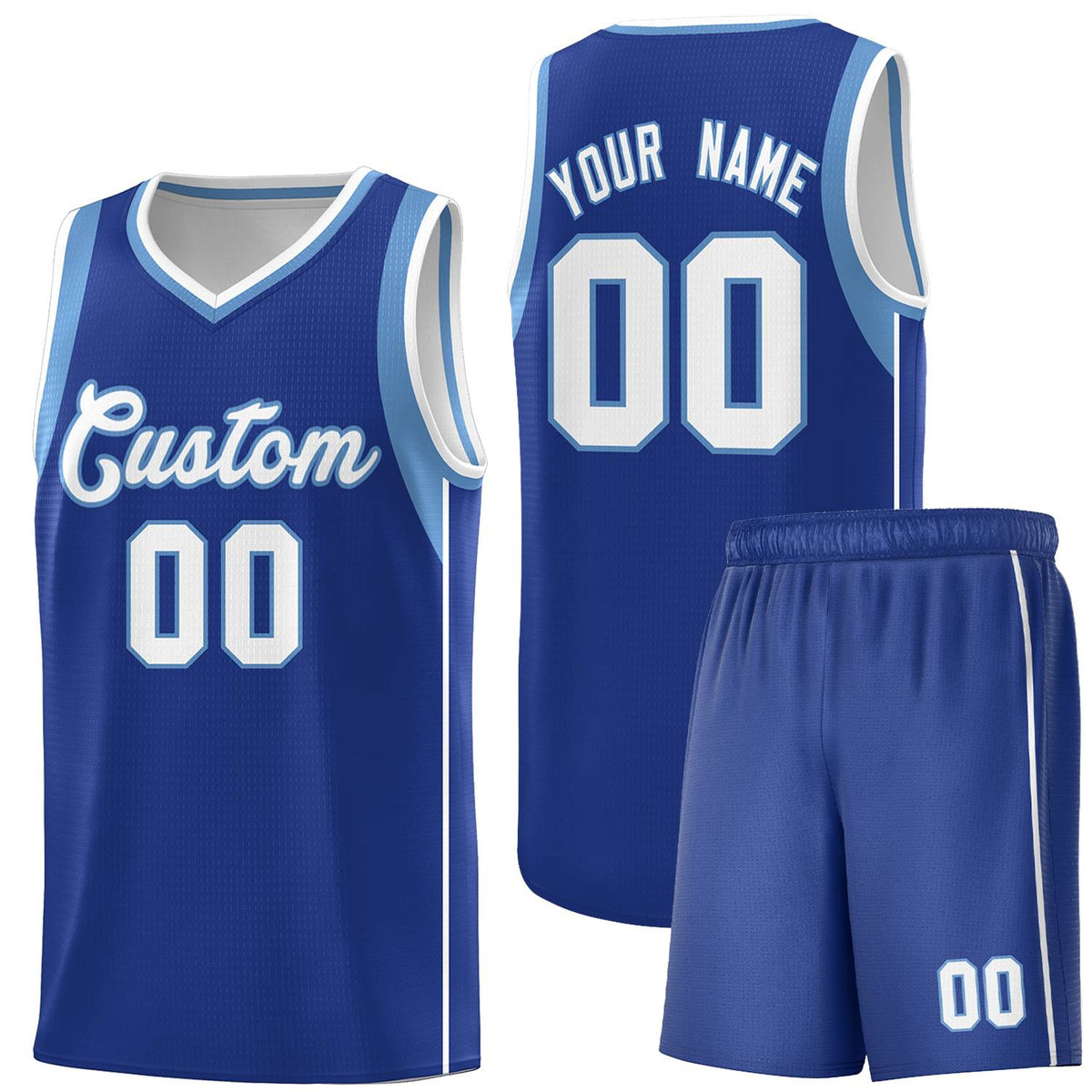 Custom Royal Light Blue-White Sleeve Color Blocking Classic Kits Sports Uniform Basketball Jersey |KXKSHOP