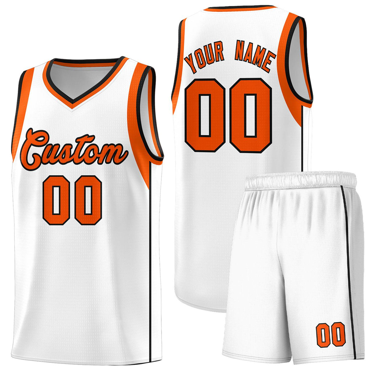 Custom White Orange-Black Sleeve Color Blocking Classic Kits Sports Uniform Basketball Jersey |KXKSHOP