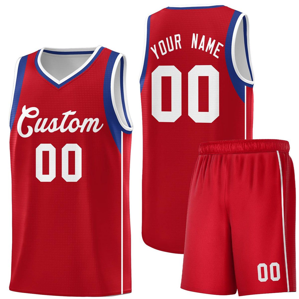 Custom Red Royal-White Sleeve Color Blocking Classic Kits Sports Uniform Basketball Jersey |KXKSHOP