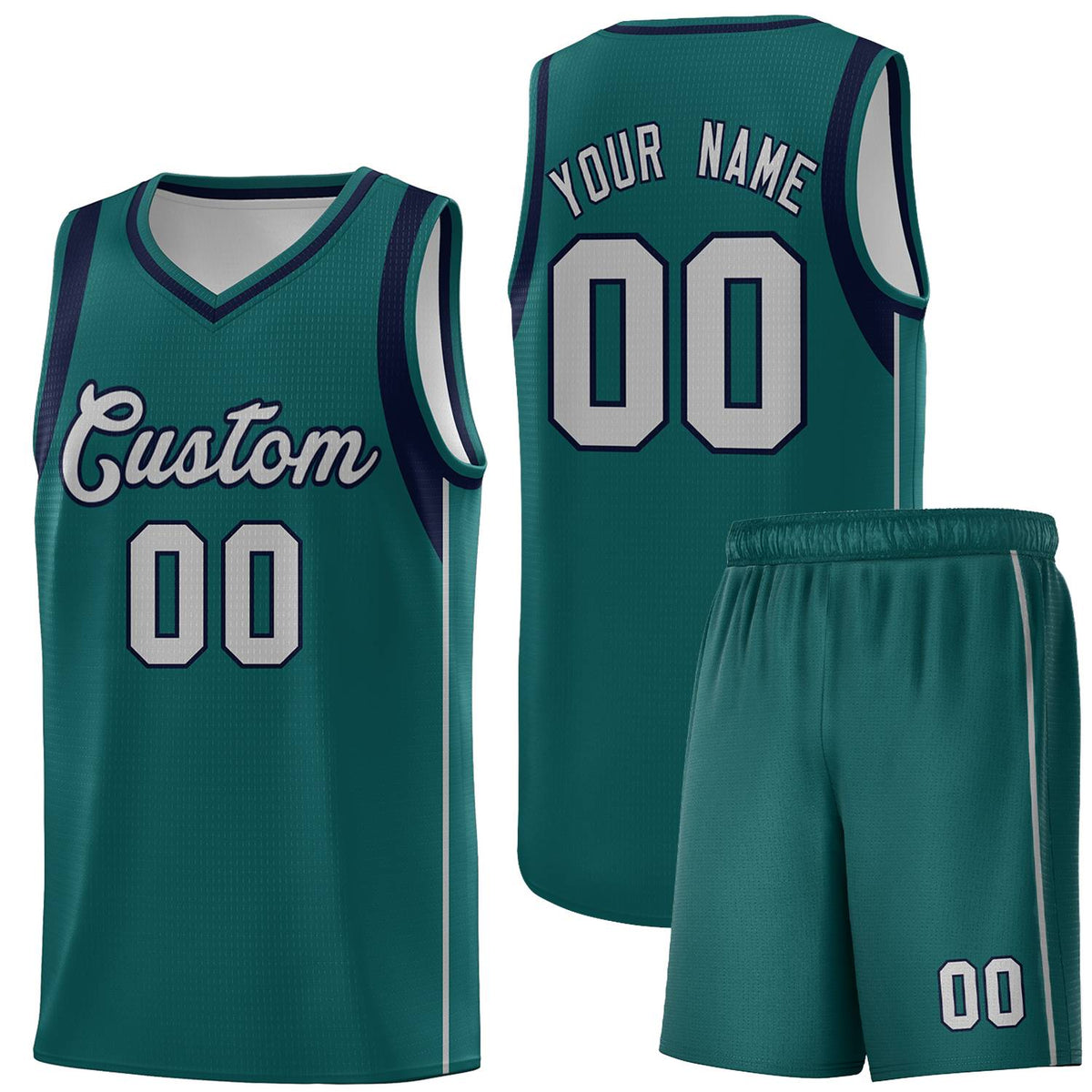 Custom Aqua Gray-Royal Sleeve Color Blocking Classic Kits Sports Uniform Basketball Jersey |KXKSHOP