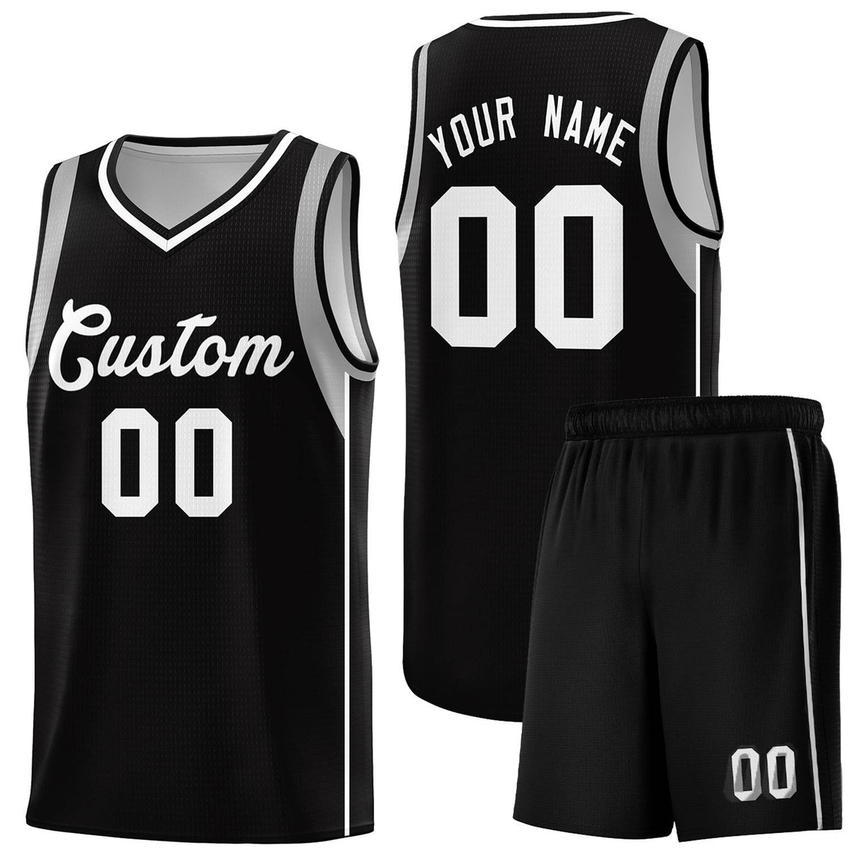 Custom Black White-Gray Sleeve Color Blocking Classic Kits Sports Uniform Basketball Jersey |KXKSHOP