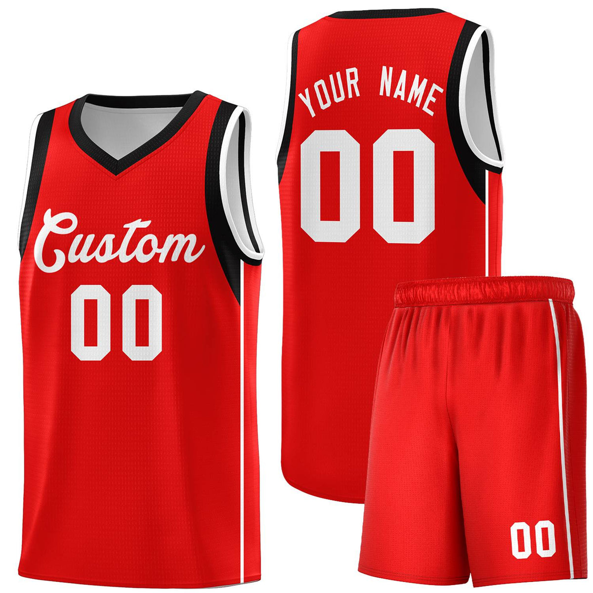 Custom Red White Sleeve Color Blocking Classic Kits Sports Uniform Basketball Jersey |KXKSHOP