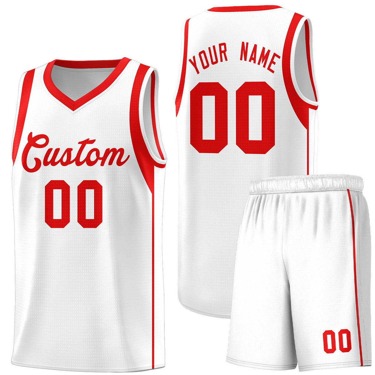 Custom White Red Sleeve Color Blocking Classic Kits Sports Uniform Basketball Jersey |KXKSHOP