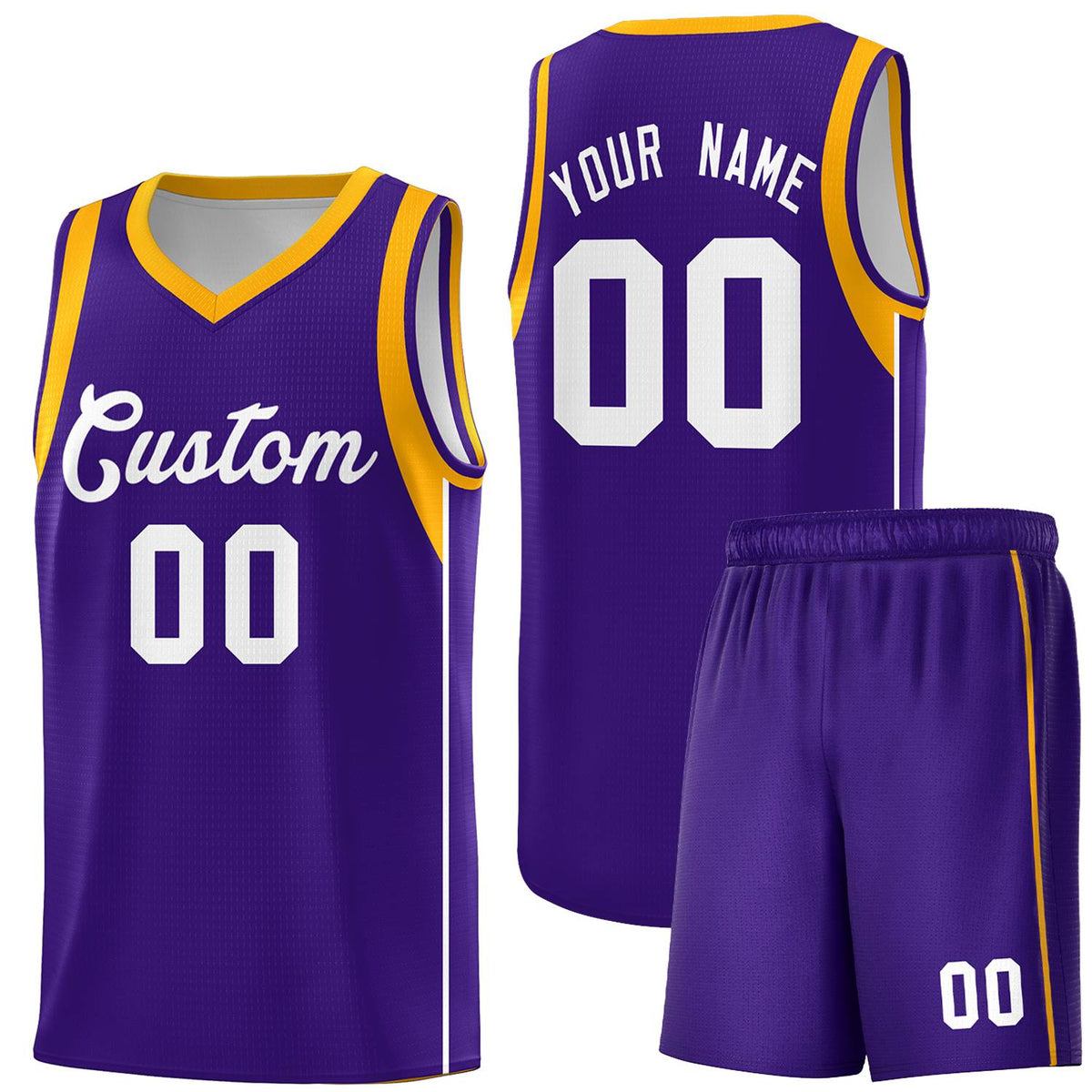 Custom Purple White-Gold Sleeve Color Blocking Classic Kits Sports Uniform Basketball Jersey |KXKSHOP