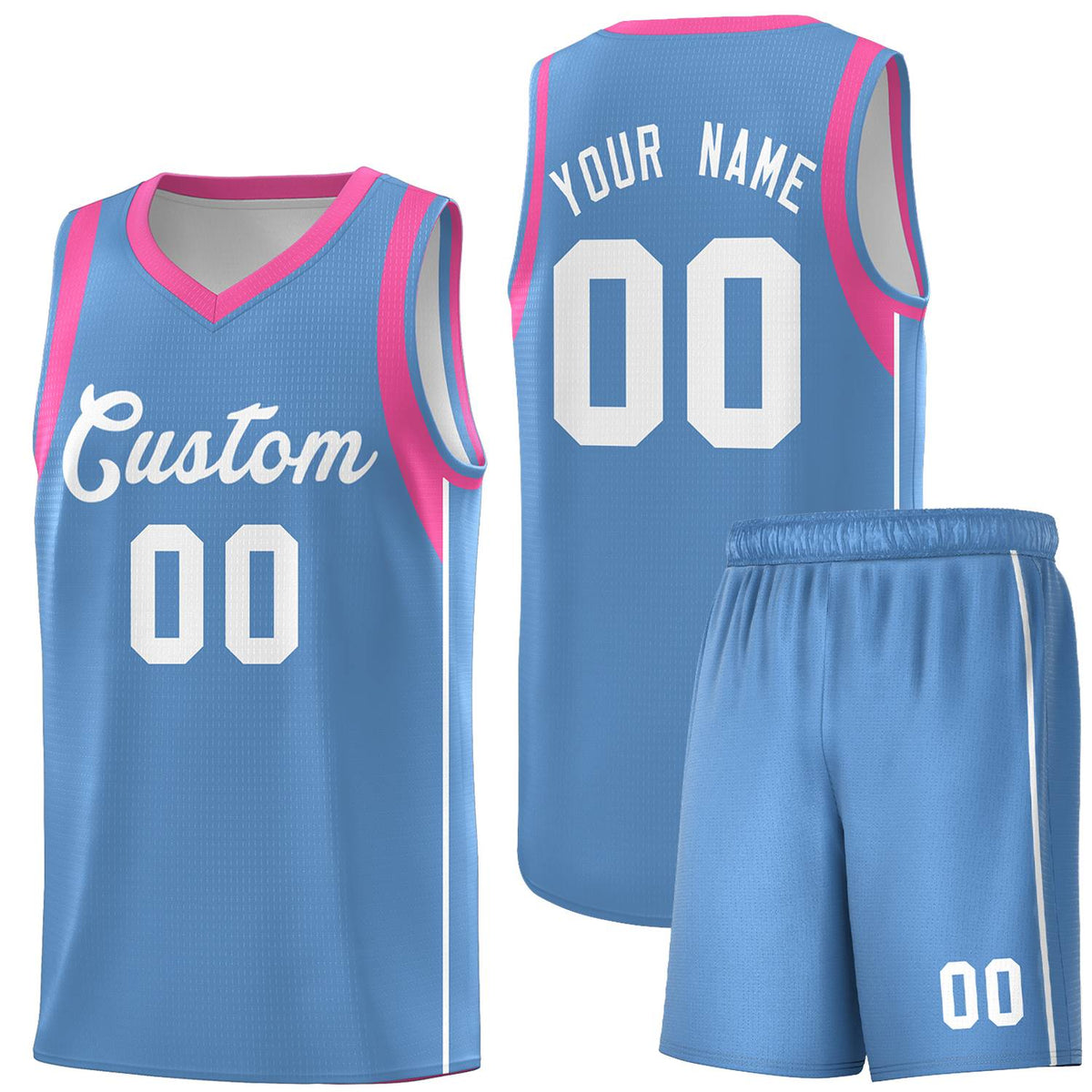 Custom Light Blue White Sleeve Color Blocking Classic Kits Sports Uniform Basketball Jersey |KXKSHOP