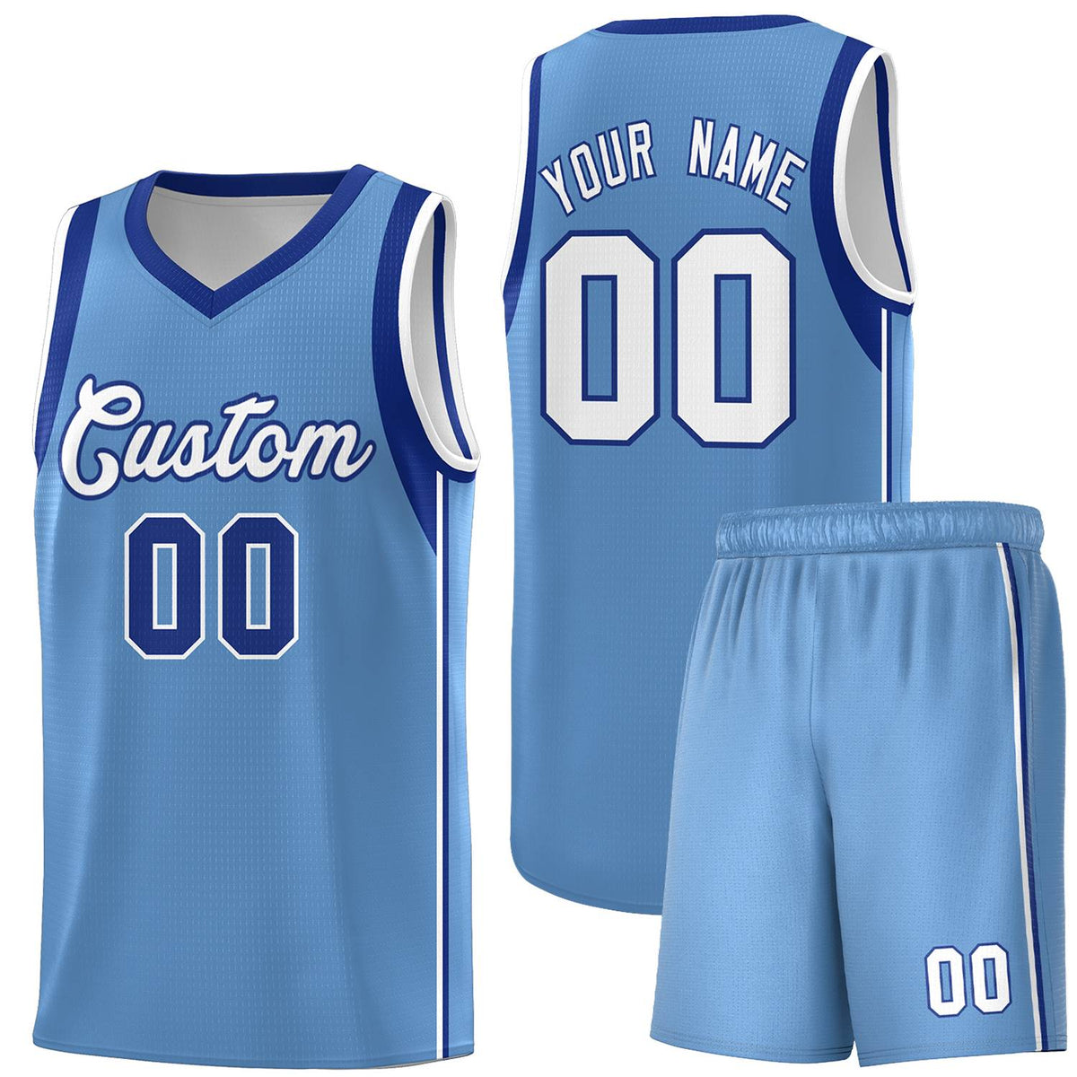 Custom Powder Blue Royal-White Sleeve Color Blocking Classic Kits Sports Uniform Basketball Jersey |KXKSHOP