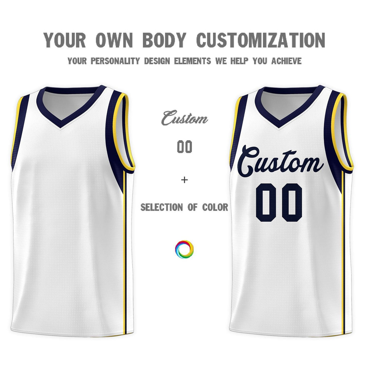 Custom Neon Green Navy-White Side Two-Tone Classic Sports Uniform Basketball Jersey |KXKSHOP