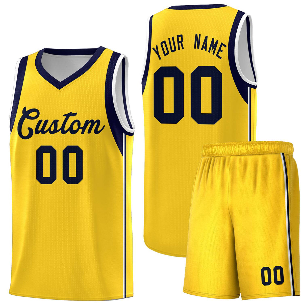 Custom Gold Navy Sleeve Color Blocking Classic Kits Sports Uniform Basketball Jersey |KXKSHOP