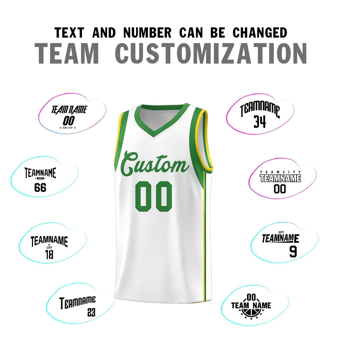 Custom Neon Green Navy-White Side Two-Tone Classic Sports Uniform Basketball Jersey |KXKSHOP