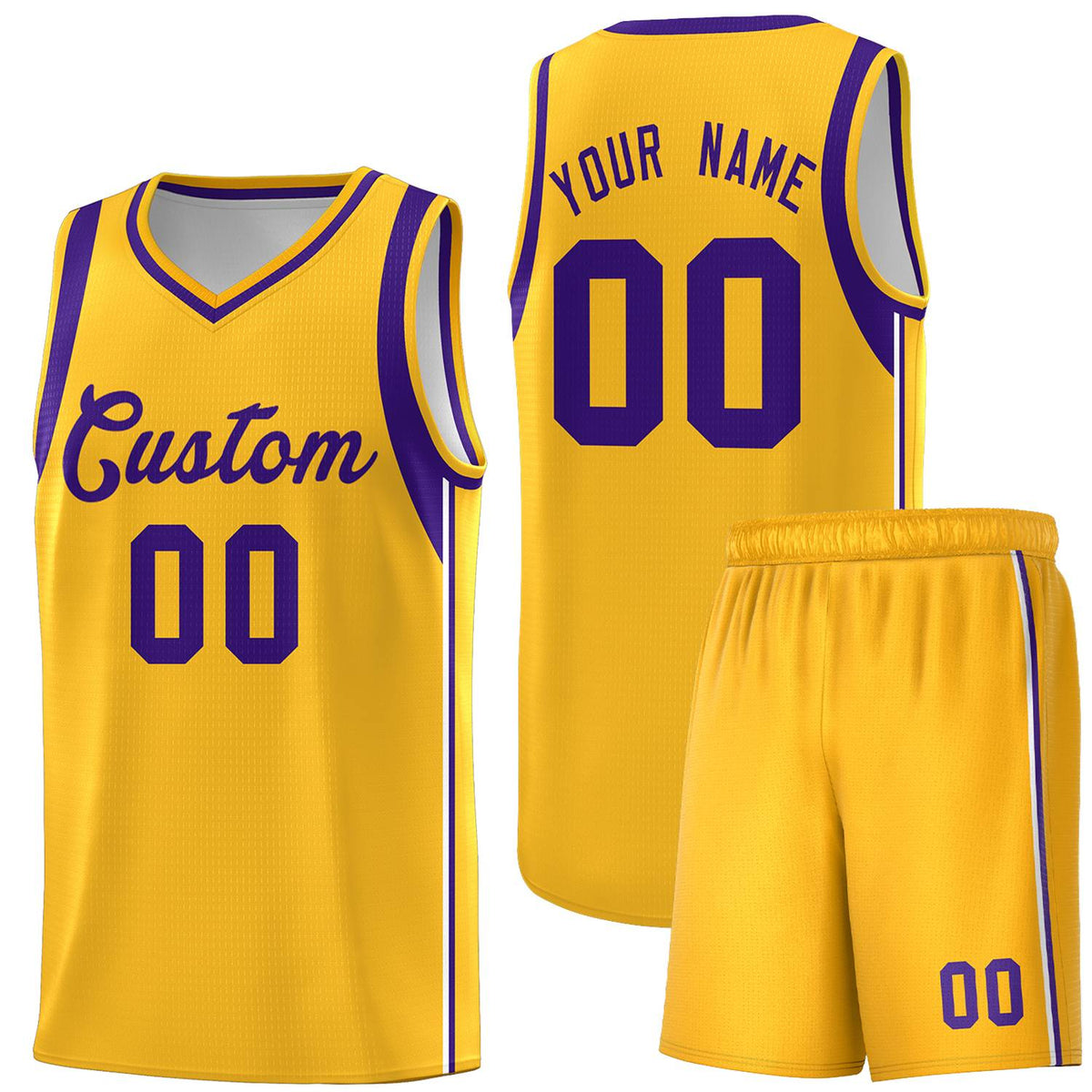 Custom Gold Purple Sleeve Color Blocking Classic Kits Sports Uniform Basketball Jersey |KXKSHOP