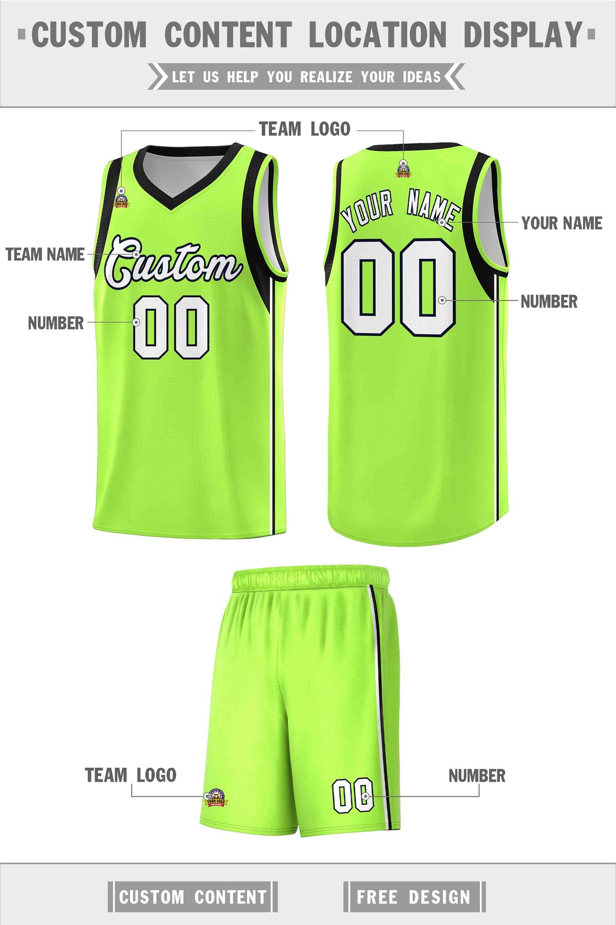 Custom Neon Green Navy-White Side Two-Tone Classic Sports Uniform Basketball Jersey |KXKSHOP