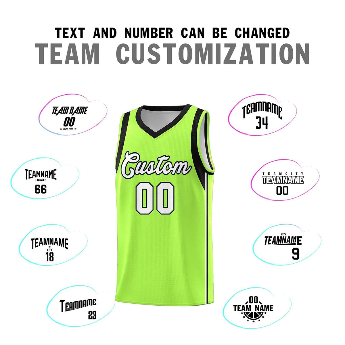 Custom Neon Green Navy-White Side Two-Tone Classic Sports Uniform Basketball Jersey |KXKSHOP