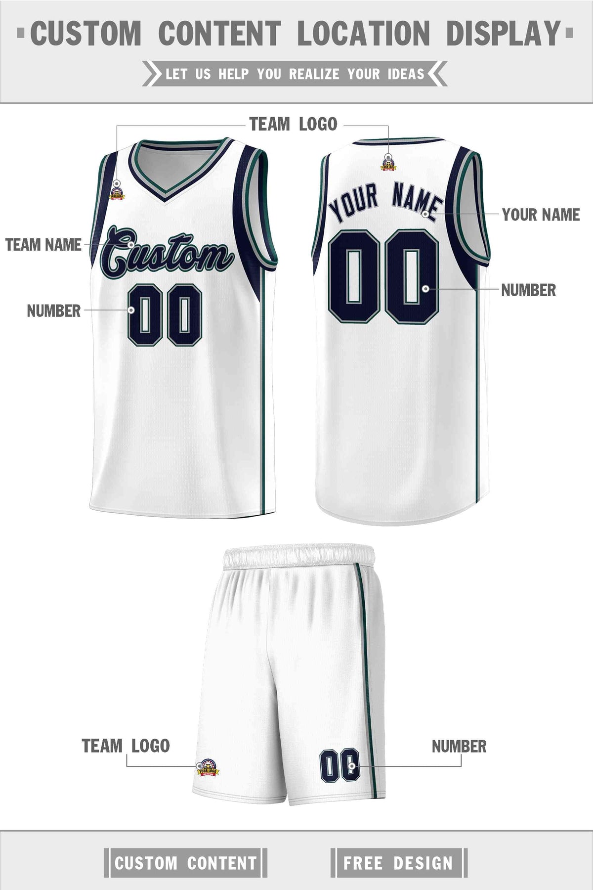 Custom Neon Green Navy-White Side Two-Tone Classic Sports Uniform Basketball Jersey |KXKSHOP