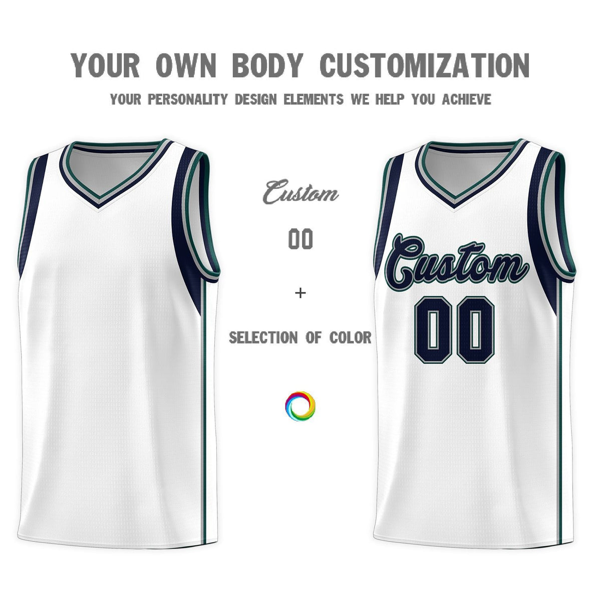 Custom Neon Green Navy-White Side Two-Tone Classic Sports Uniform Basketball Jersey |KXKSHOP