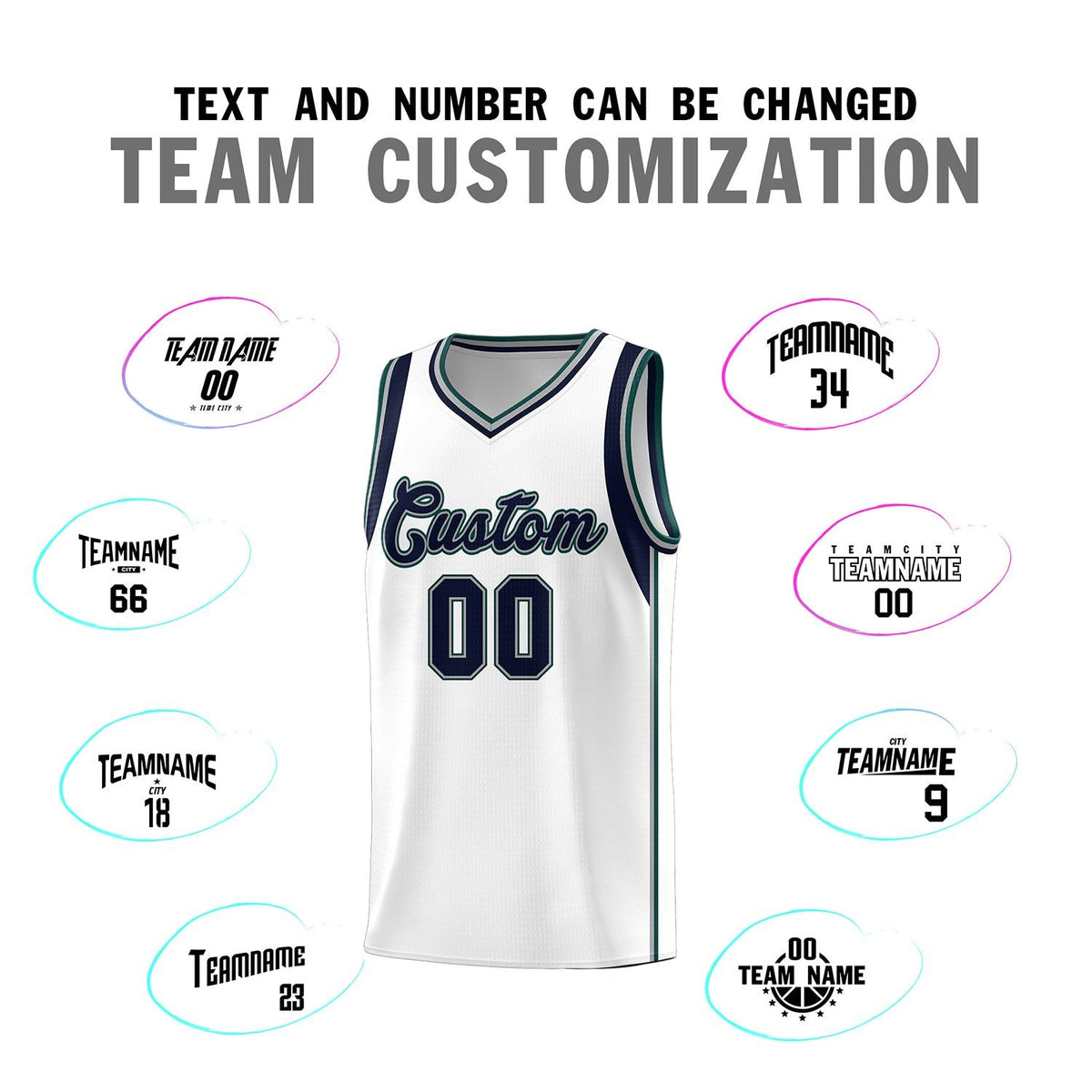 Custom Neon Green Navy-White Side Two-Tone Classic Sports Uniform Basketball Jersey |KXKSHOP
