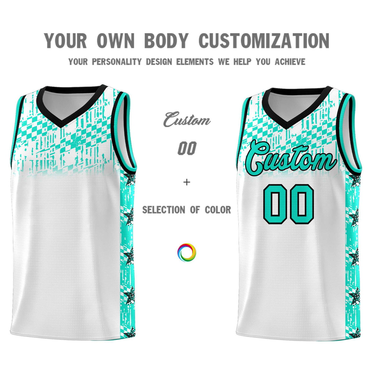 Custom White Mosaic Stars Pattern Sports Uniform Basketball Jersey|KXKSHOP
