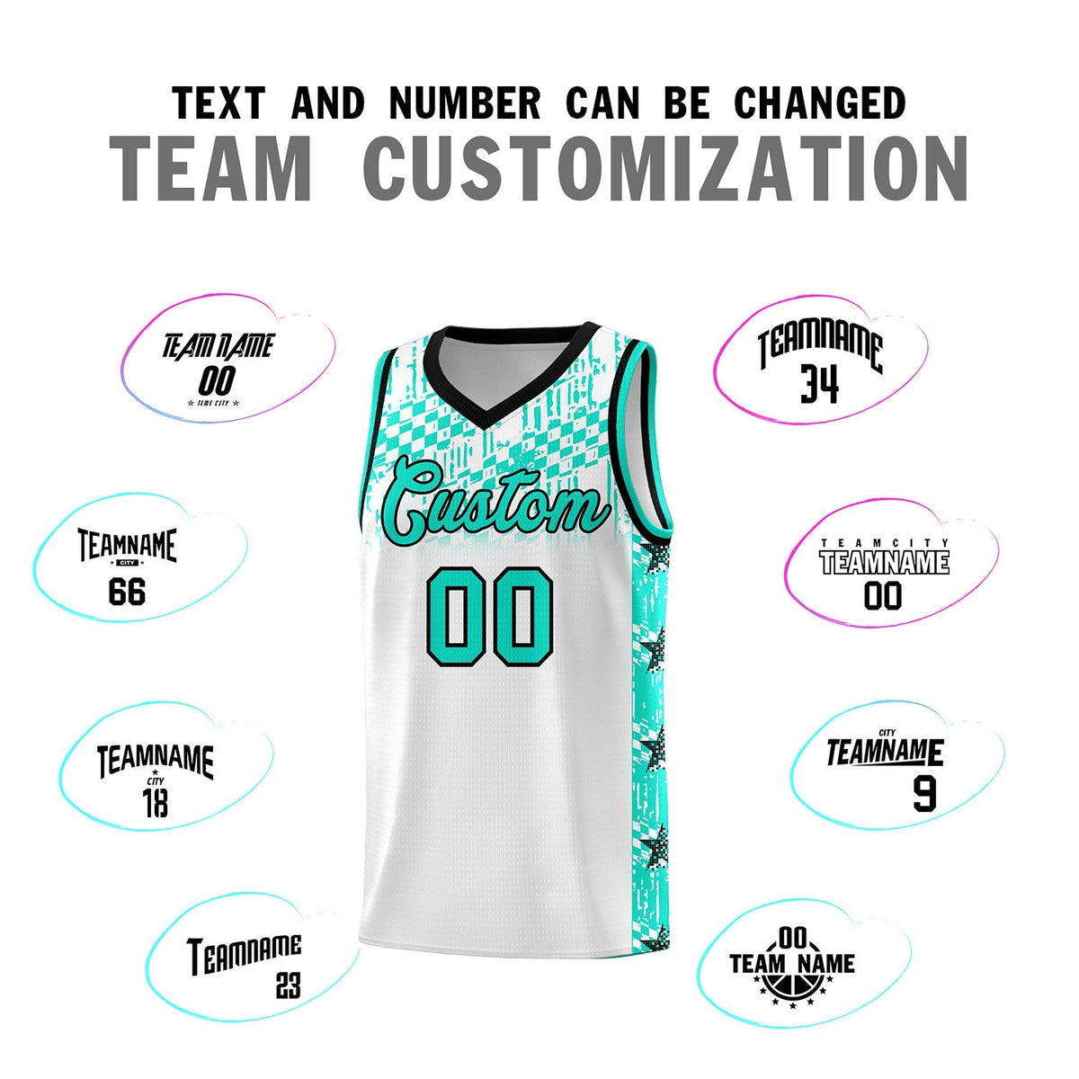Custom White Mosaic Stars Pattern Sports Uniform Basketball Jersey|KXKSHOP