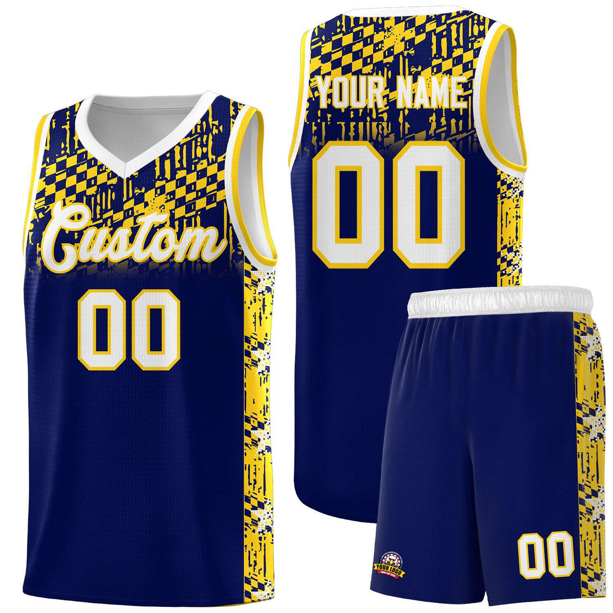 Custom Navy Mosaic Stars Pattern Sports Uniform Basketball Jersey|KXKSHOP