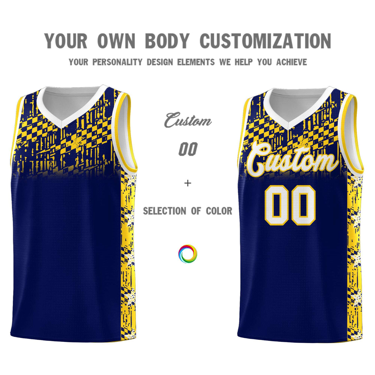 Custom Navy Mosaic Stars Pattern Sports Uniform Basketball Jersey|KXKSHOP
