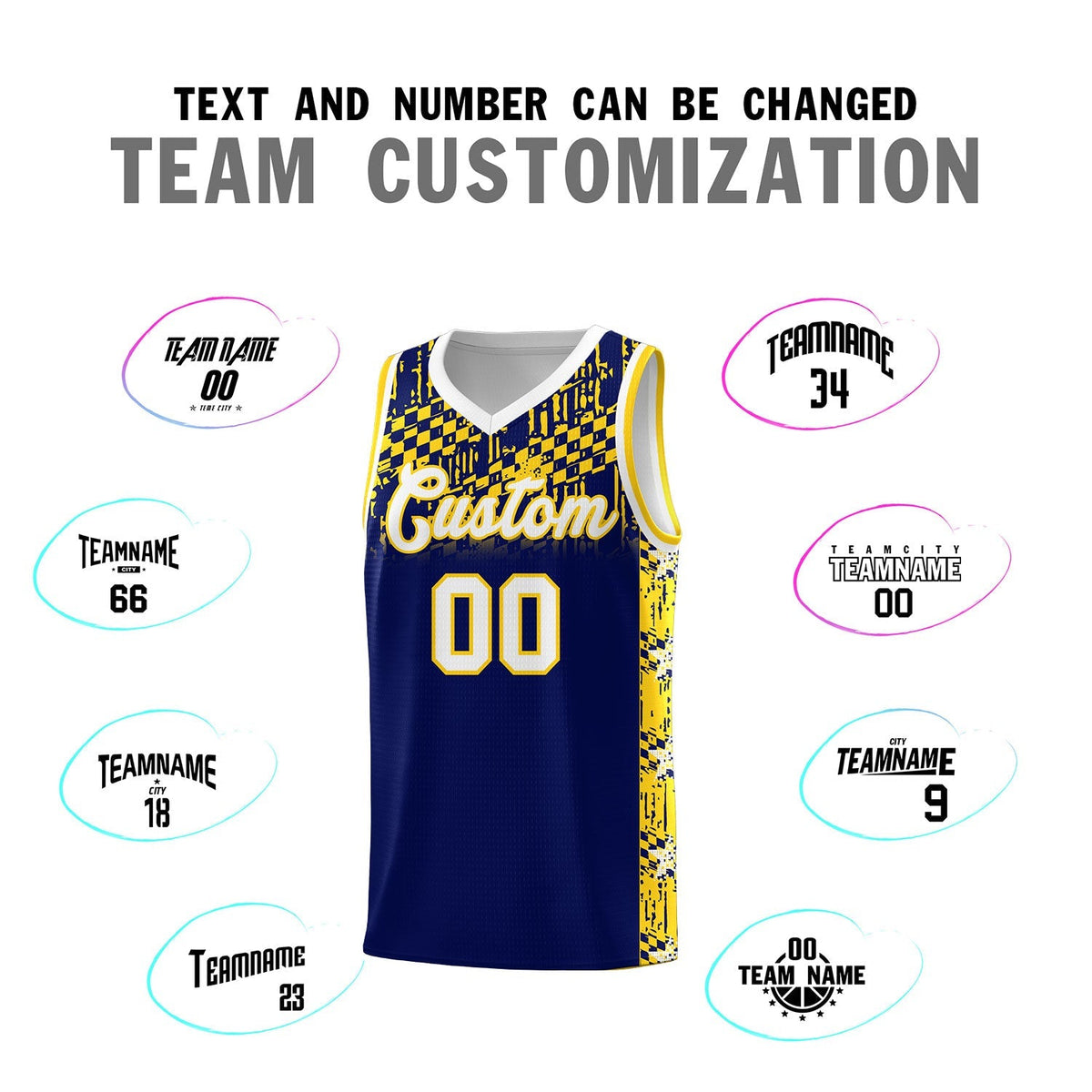 Custom Navy Mosaic Stars Pattern Sports Uniform Basketball Jersey|KXKSHOP
