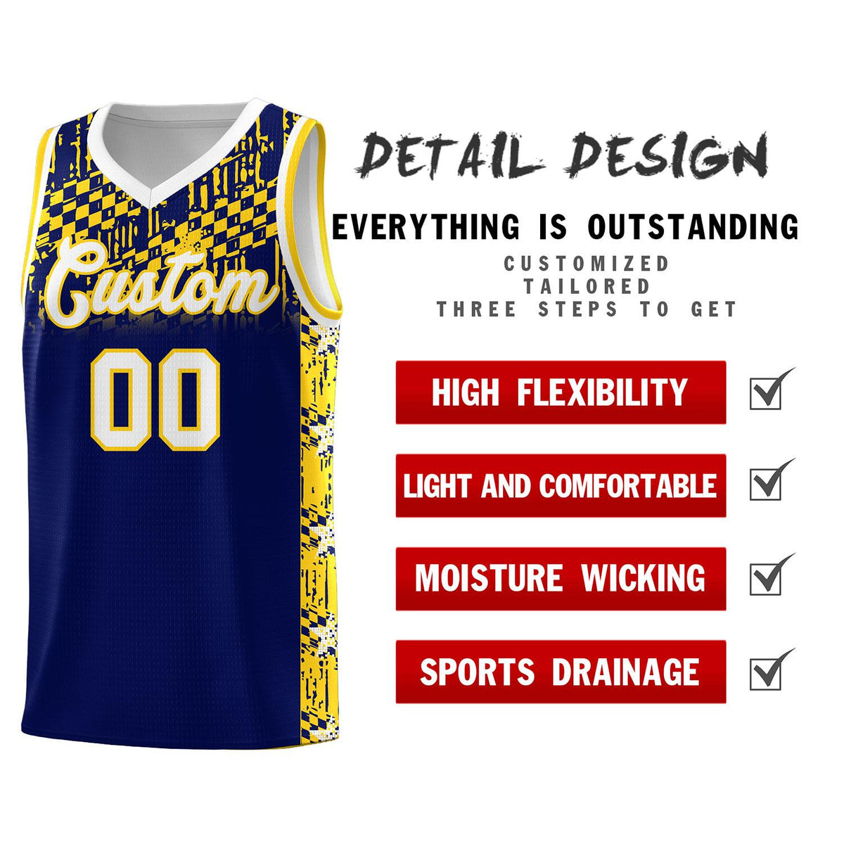 Custom Navy Mosaic Stars Pattern Sports Uniform Basketball Jersey|KXKSHOP