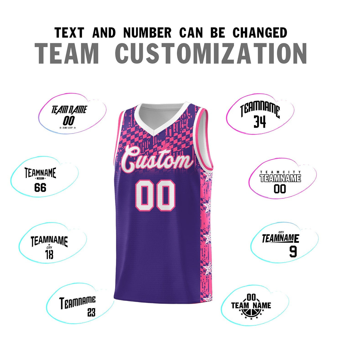 Custom Purple Mosaic Stars Pattern Sports Uniform Basketball Jersey|KXKSHOP