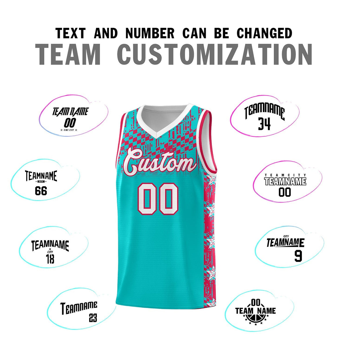 Custom Aqua Mosaic Stars Pattern Sports Uniform Basketball Jersey|KXKSHOP