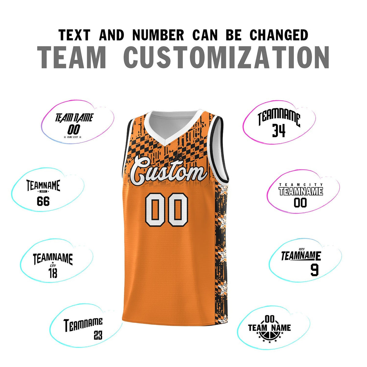 Custom Gold Orange Mosaic Stars Pattern Sports Uniform Basketball Jersey|KXKSHOP