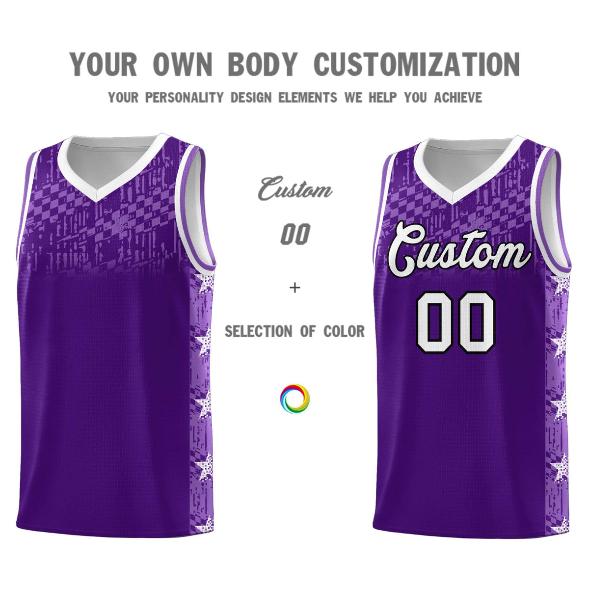 Custom Purple Mosaic Stars Pattern Sports Uniform Basketball Jersey|KXKSHOP