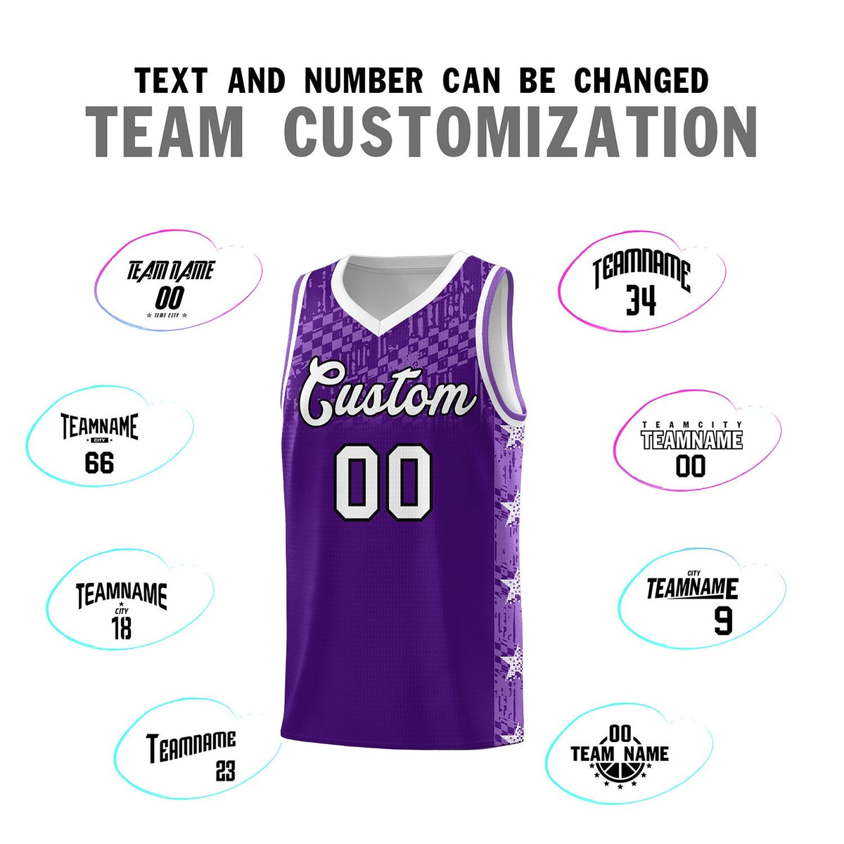 Custom Purple Mosaic Stars Pattern Sports Uniform Basketball Jersey|KXKSHOP