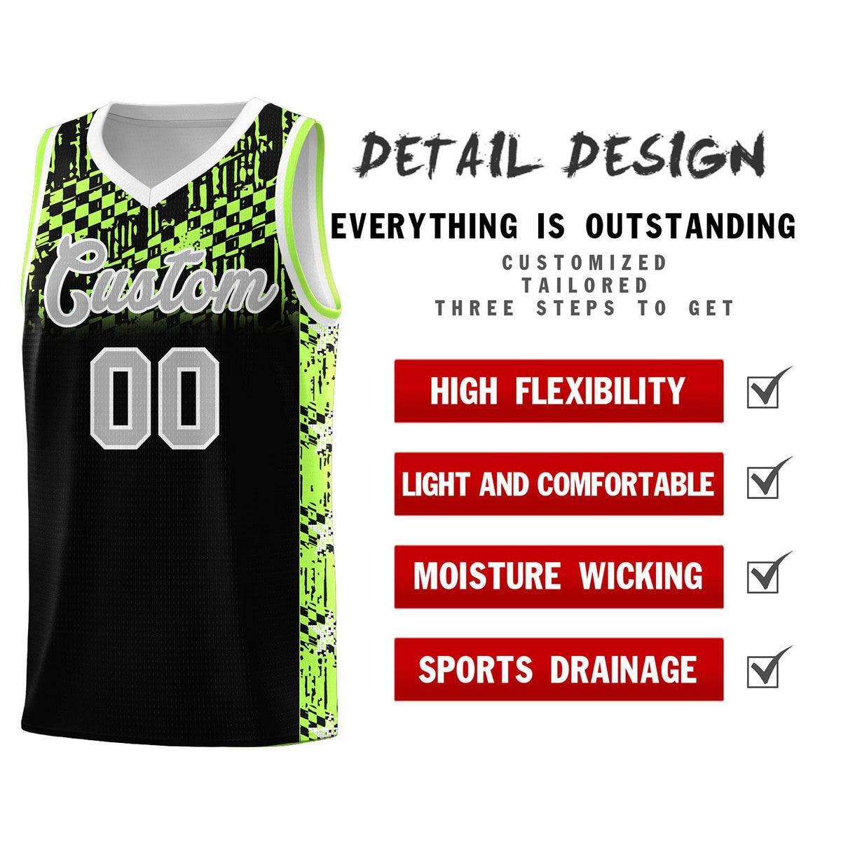 Custom Black Mosaic Stars Pattern Sports Uniform Basketball Jersey|KXKSHOP