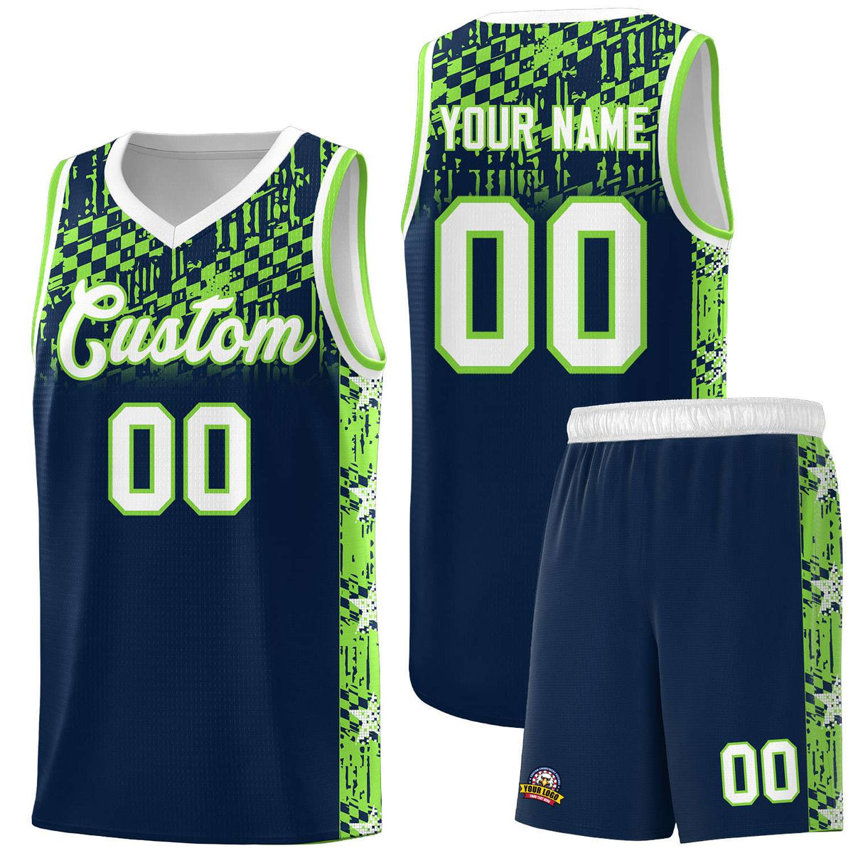 Custom Navy Mosaic Stars Pattern Sports Uniform Basketball Jersey|KXKSHOP