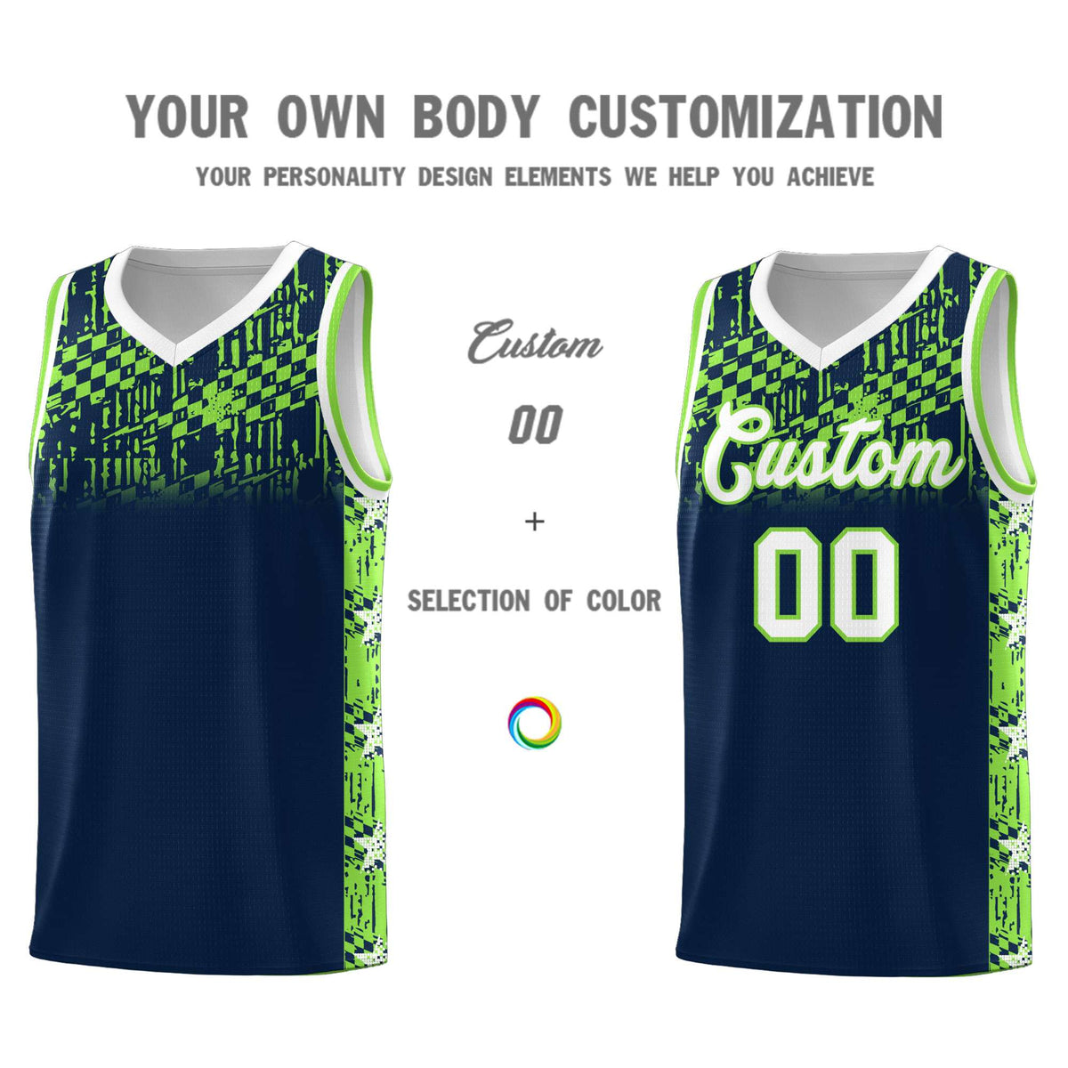 Custom Navy Mosaic Stars Pattern Sports Uniform Basketball Jersey|KXKSHOP