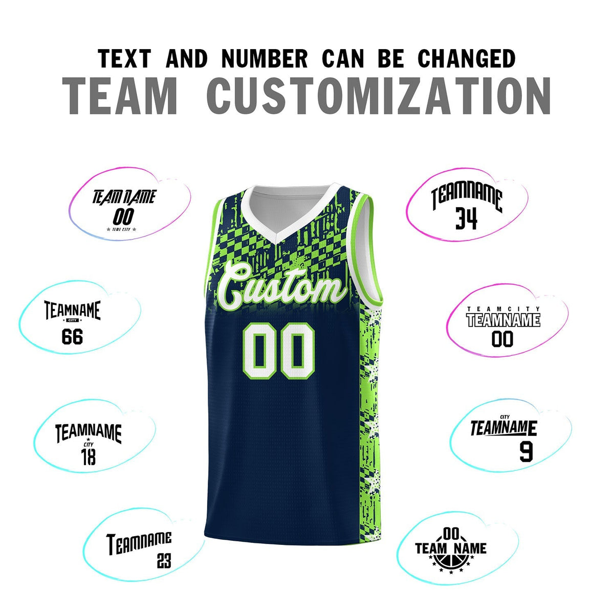 Custom Navy Mosaic Stars Pattern Sports Uniform Basketball Jersey|KXKSHOP