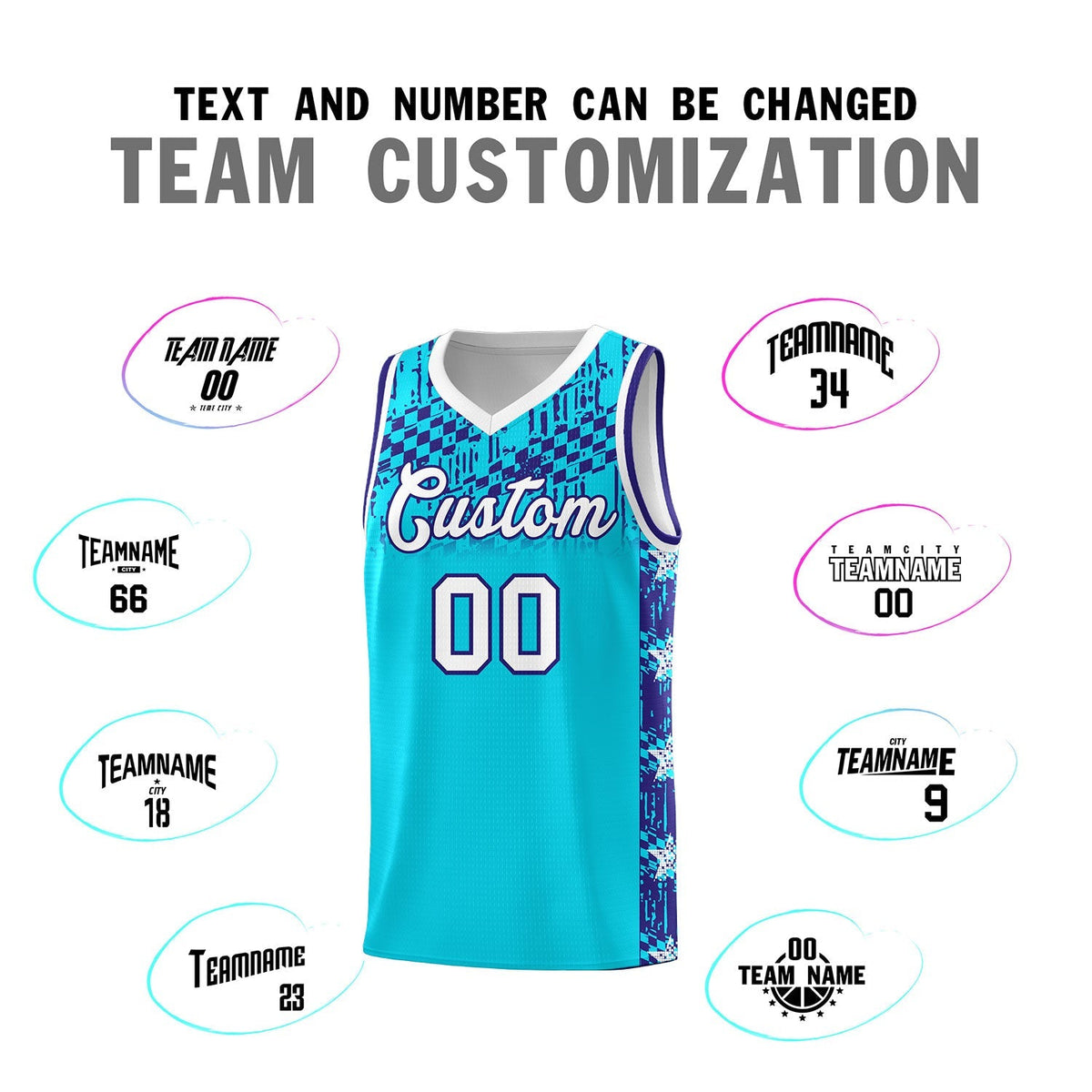Custom Sky Blue Mosaic Stars Pattern Sports Uniform Basketball Jersey|KXKSHOP