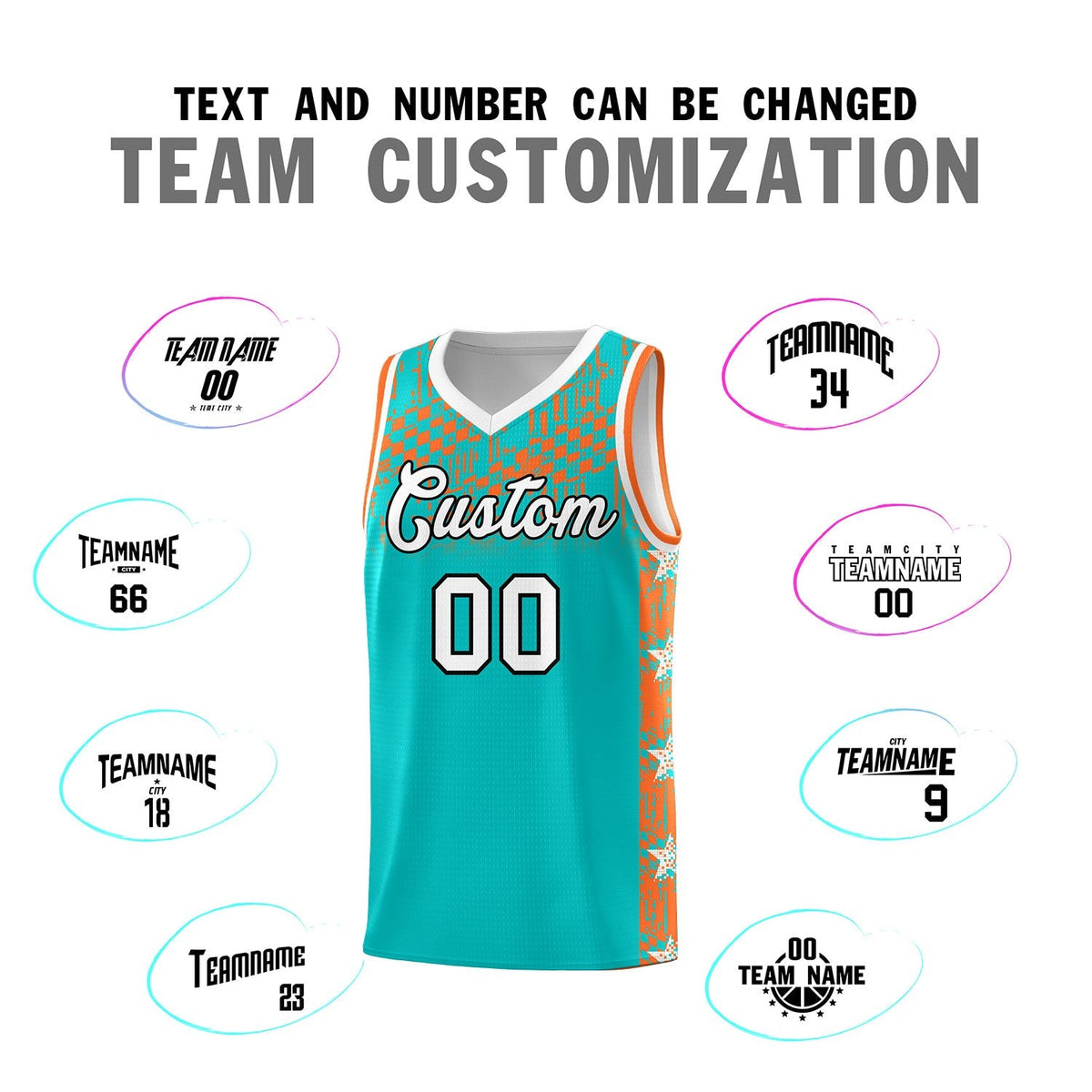 Custom Aqua Mosaic Stars Pattern Sports Uniform Basketball Jersey|KXKSHOP