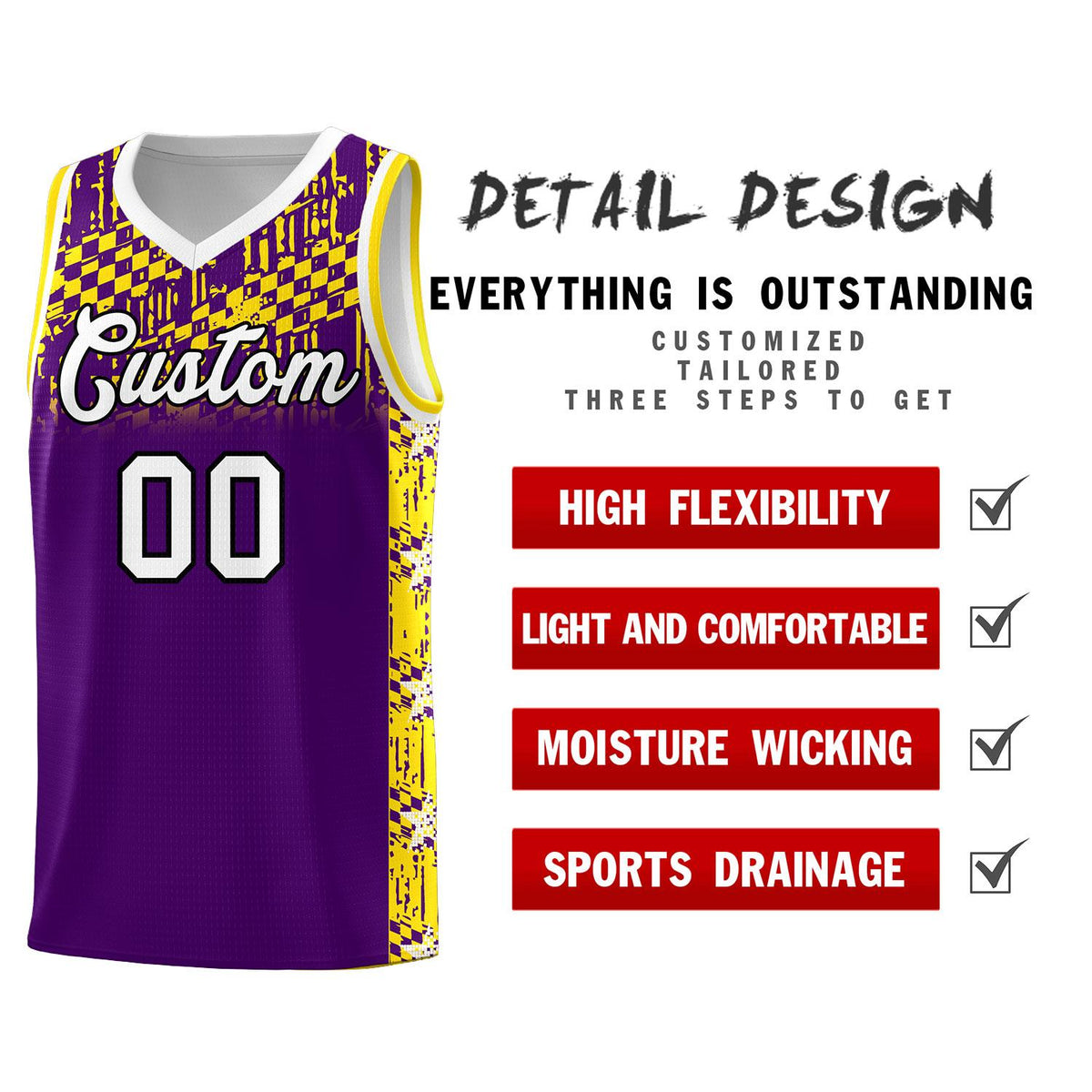Custom Purple Mosaic Stars Pattern Sports Uniform Basketball Jersey|KXKSHOP