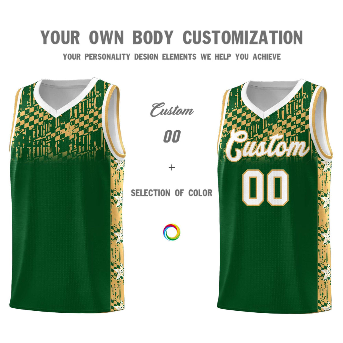 Custom Green Mosaic Stars Pattern Sports Uniform Basketball Jersey|KXKSHOP