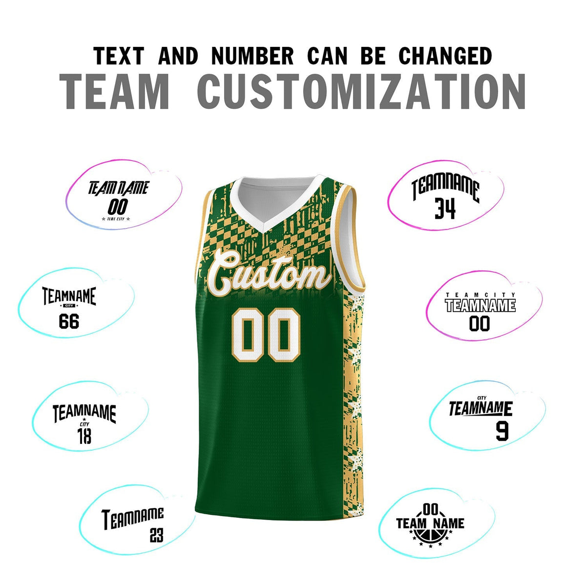 Custom Green Mosaic Stars Pattern Sports Uniform Basketball Jersey|KXKSHOP