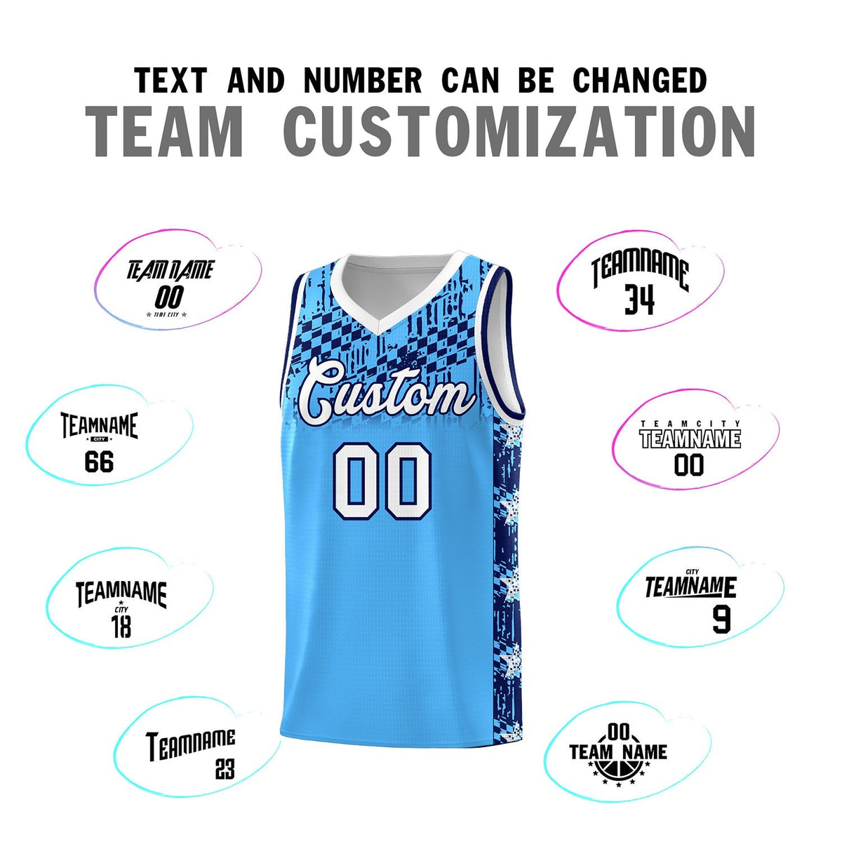 Custom Powder Blue Mosaic Stars Pattern Sports Uniform Basketball Jersey|KXKSHOP