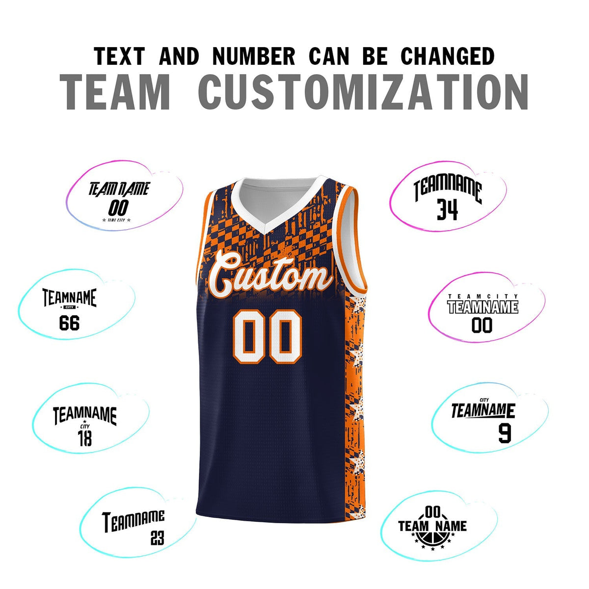 Custom Navy Mosaic Stars Pattern Sports Uniform Basketball Jersey|KXKSHOP