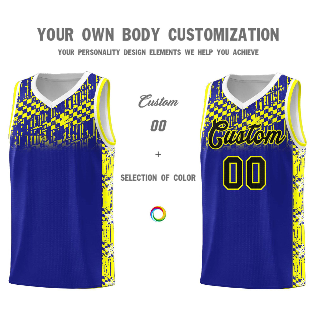 Custom Royal Mosaic Stars Pattern Sports Uniform Basketball Jersey|KXKSHOP