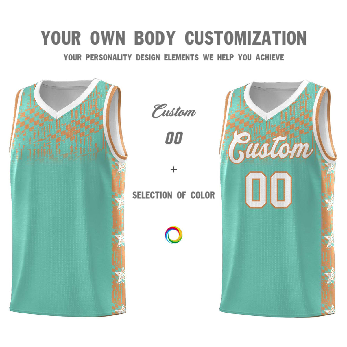 Custom Bright Green Mosaic Stars Pattern Sports Uniform Basketball Jersey|KXKSHOP