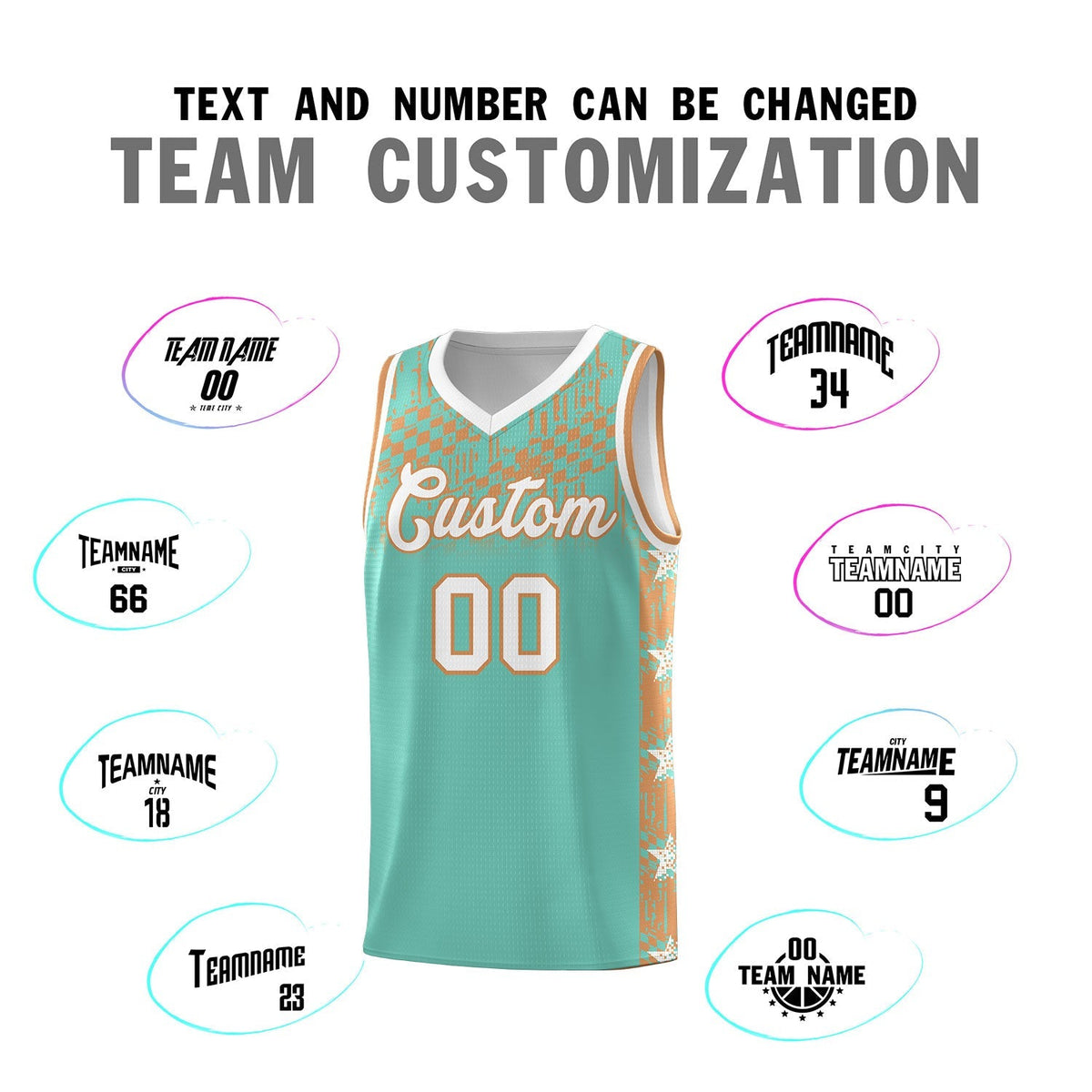 Custom Bright Green Mosaic Stars Pattern Sports Uniform Basketball Jersey|KXKSHOP