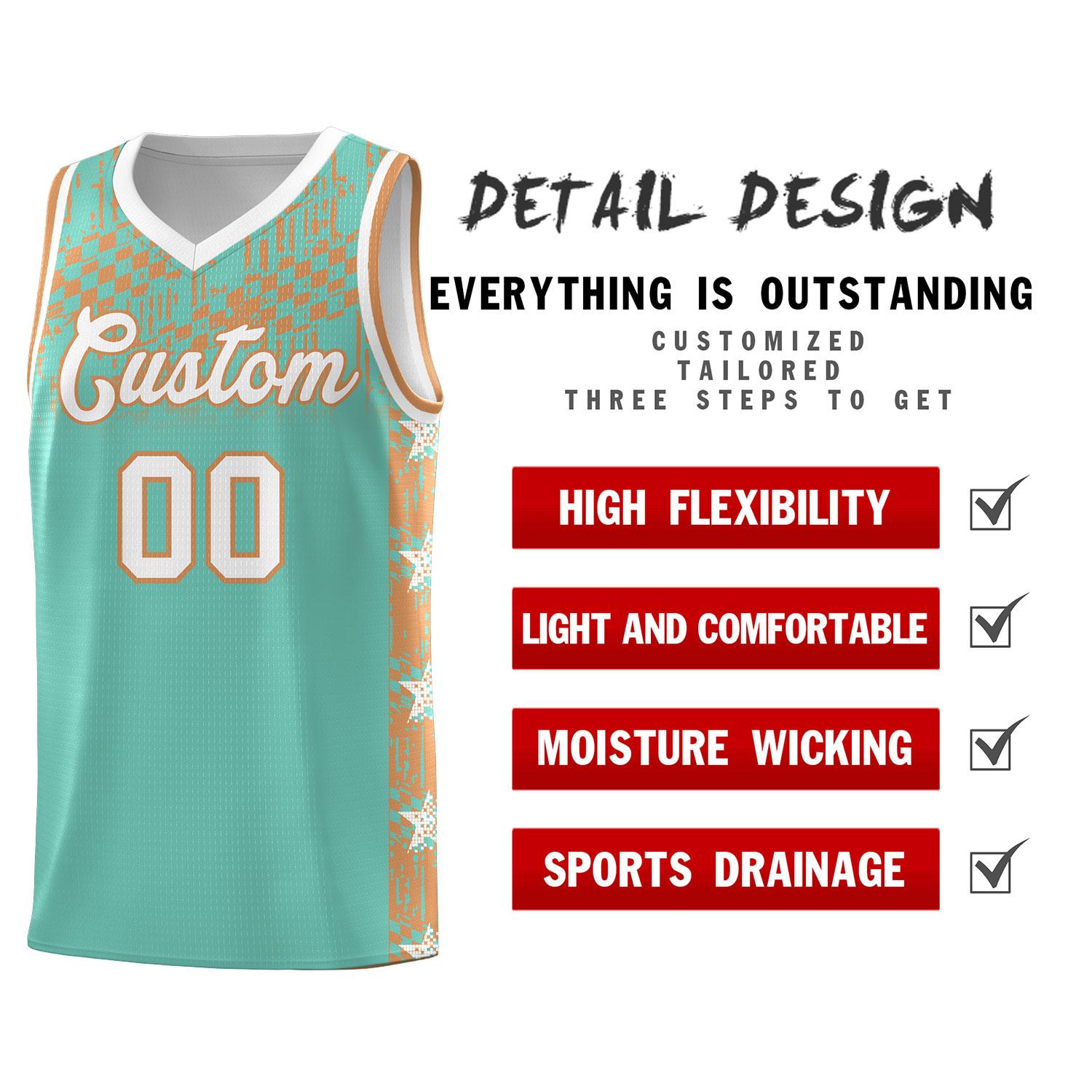 Custom Bright Green Mosaic Stars Pattern Sports Uniform Basketball Jersey|KXKSHOP