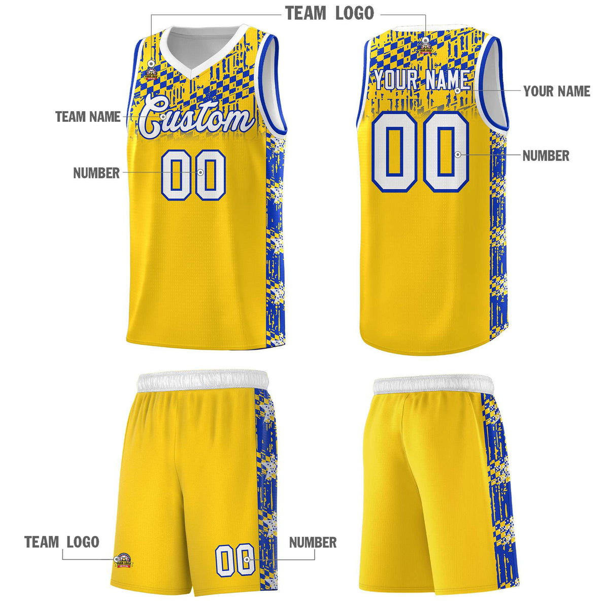 Custom Gold Mosaic Stars Pattern Sports Uniform Basketball Jersey|KXKSHOP