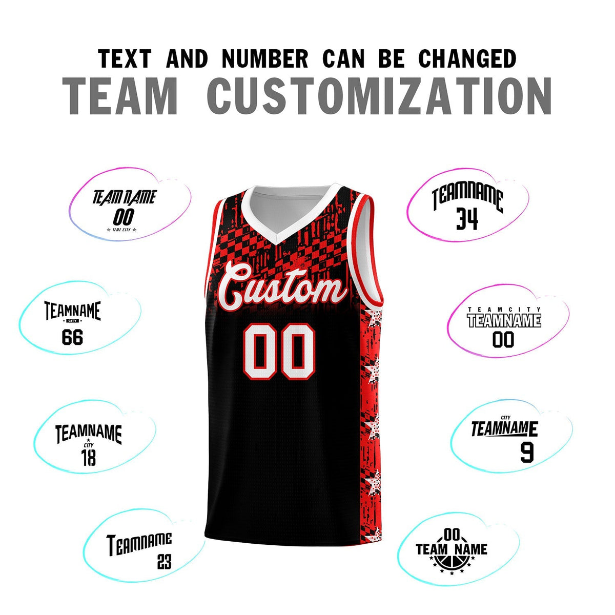Custom Black Mosaic Stars Pattern Sports Uniform Basketball Jersey|KXKSHOP