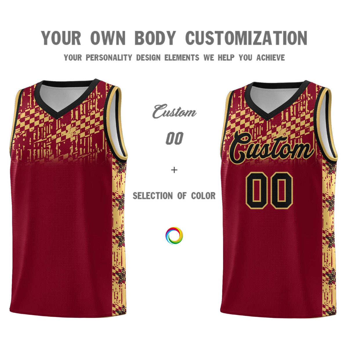 Custom Crimson Mosaic Stars Pattern Sports Uniform Basketball Jersey|KXKSHOP
