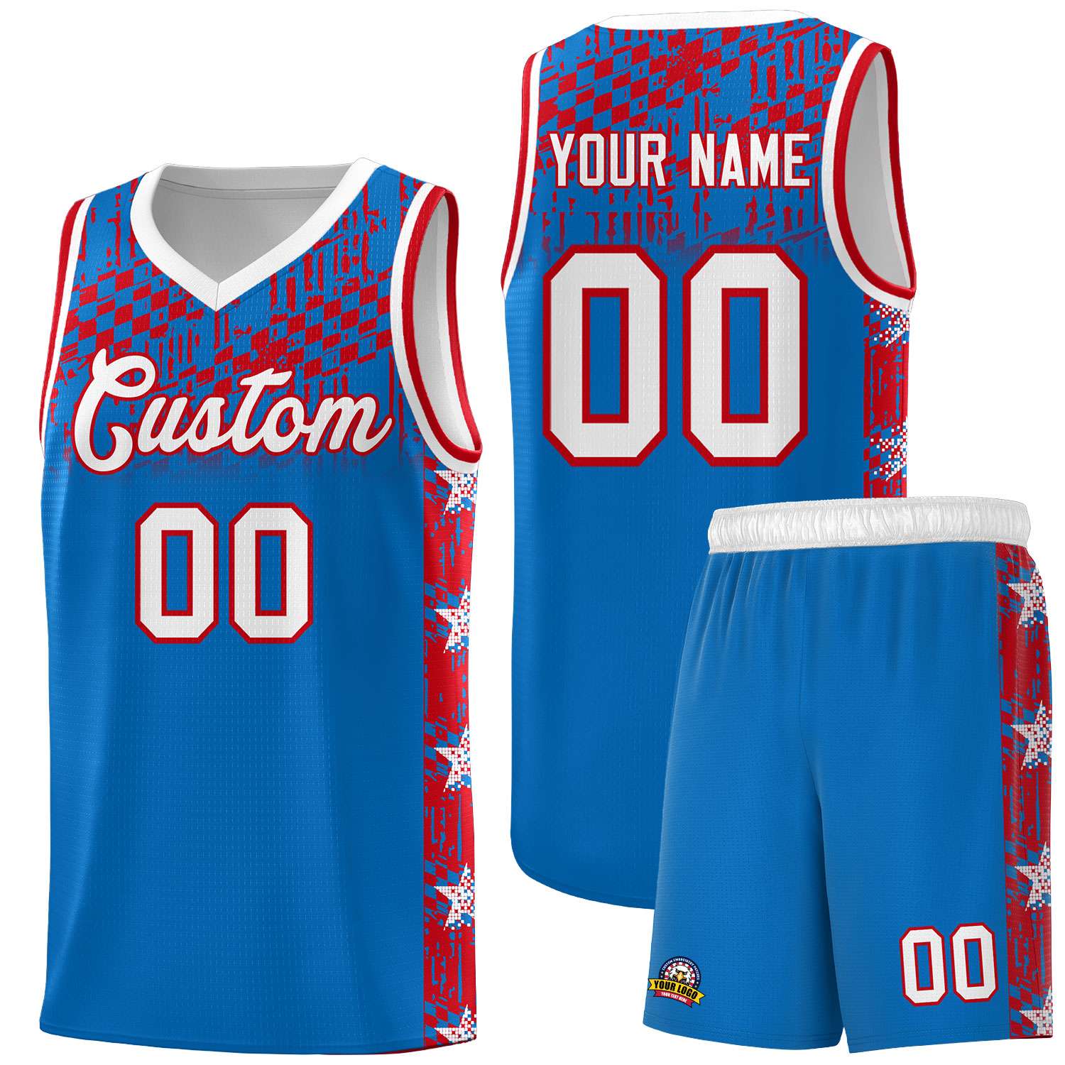 Custom Royal Mosaic Stars Pattern Sports Uniform Basketball Jersey|KXKSHOP
